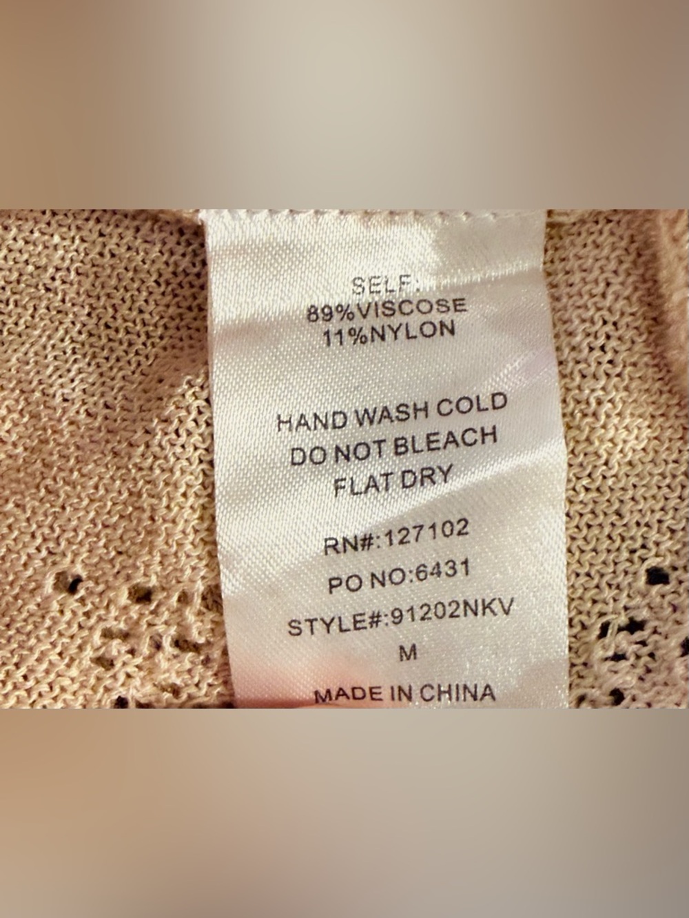 Skylar Rose Pointelle Knit Bodysuit Cream Long Sleeve Fitted Size Medium - Picture 6 of 6